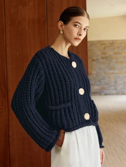 Plain Button Knit Cardigan