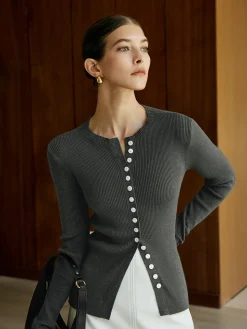 Plain Button Knit Cardigan