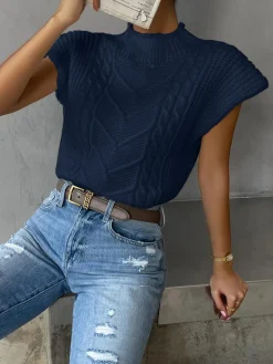 Plain Cap Sleeve Sweater Vest