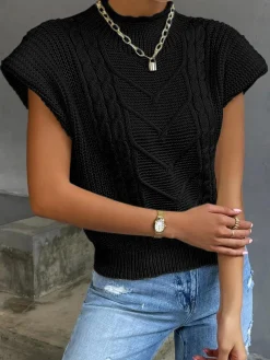 Plain Cap Sleeve Sweater Vest