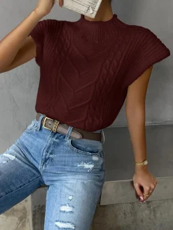 Plain Cap Sleeve Sweater Vest
