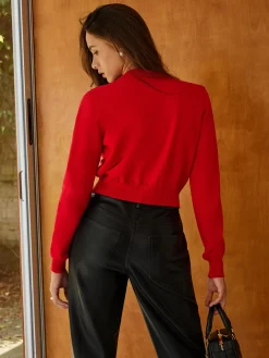 Plain Cherry Embroidery Cardigan