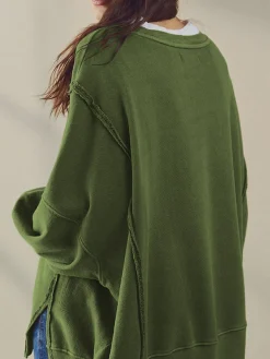 Plain Cotton Split Sweatshirt