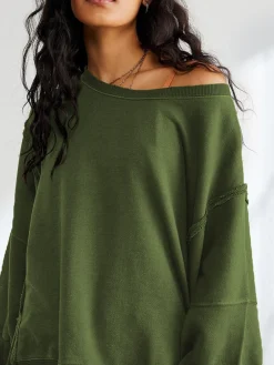 Plain Cotton Split Sweatshirt