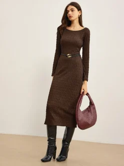 Plain Crinkle Textured Dress Without Belt