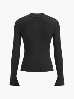 Plain Cutout Skinny Sweater