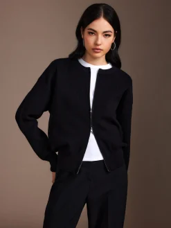 Plain Double Zip Cardigan