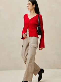 Plain Double Zip Knit Cardigan
