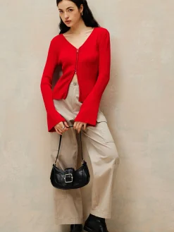 Plain Double Zip Knit Cardigan