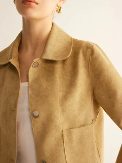 Plain Faux Leather Short Jacket