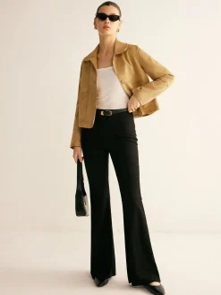 Plain Faux Leather Short Jacket