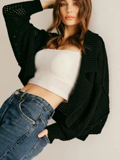 Plain Hollow Versatile Cardigan