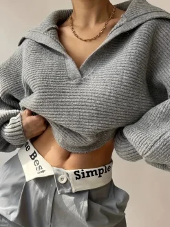 Plain Loose Lapel Sweater