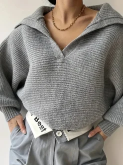 Plain Loose Lapel Sweater
