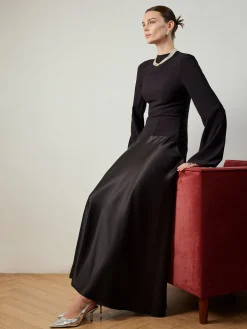Plain Mock Neck Slim Panel Dress