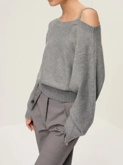 Plain Off-Shoulder Loose Sweater