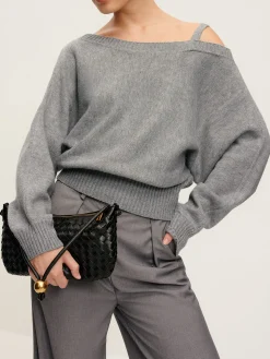 Plain Off-Shoulder Loose Sweater