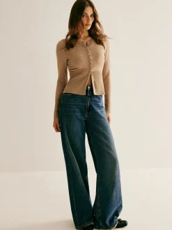 Plain Paneled Button Corset Cardigan
