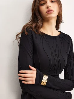 Plain Piping Jersey Dress