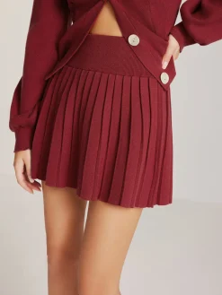 Plain Pleated Sweater Skirt