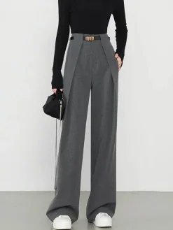 Plain Pockets Straight Pants