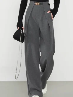 Plain Pockets Straight Pants
