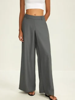 Plain Pockets Suit Wide Leg Pants