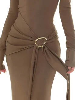 Plain Ruched Slim Knit Dress