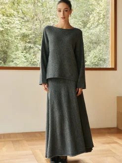 Plain Sequins Shift Sweater Co-ords