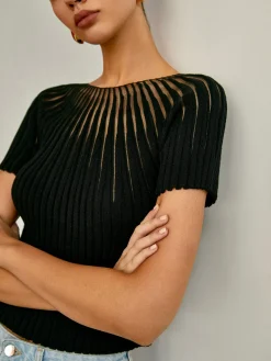 Plain Short Sleeve Knit Top