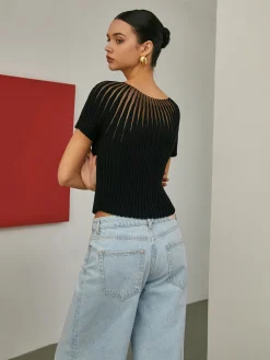Plain Short Sleeve Knit Top