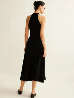 Plain Sleeveless Cutout Dress