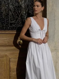 Plain Sleeveless Midi Dress