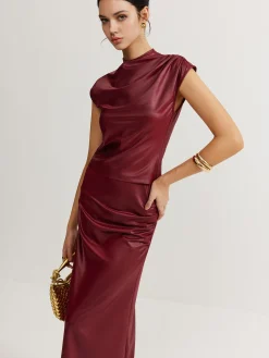 Plain Sleeveless Ruched Skirt Set
