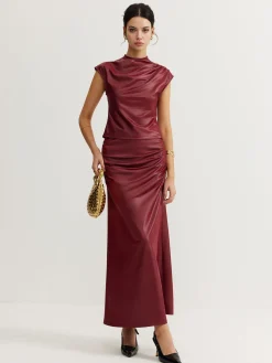 Plain Sleeveless Ruched Skirt Set