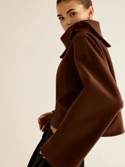 Plain Turtleneck Tweed Top