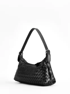 Plain Woven Buckle Shoulder Bag