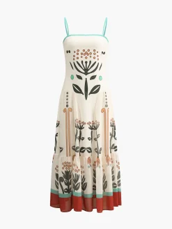 Plant Print Cami Midi Dress