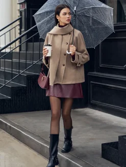 Pleated Button Scarf Jacket