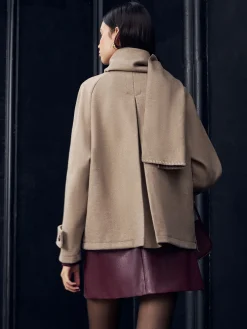 Pleated Button Scarf Jacket