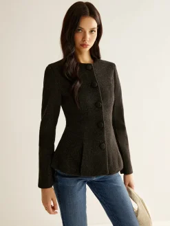 Pleated Button Slim Blazer Without Belt