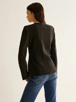 Pleated Button Slim Blazer Without Belt