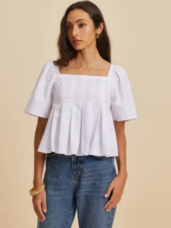 Pleated Crew Neck Blouse