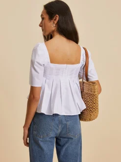 Pleated Crew Neck Blouse