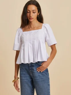 Pleated Crew Neck Blouse