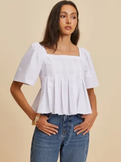 Pleated Crew Neck Blouse