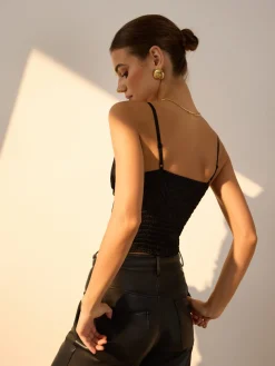 Pleated Crop Cami Top