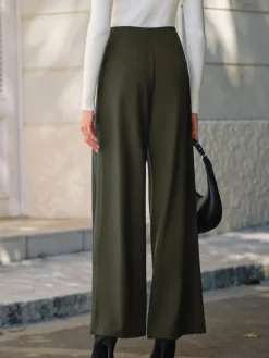 Pleated Design Wide-Leg Pants