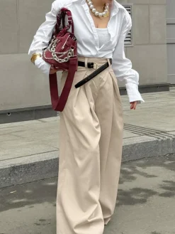 Pleated Draped Baggy Pants Without Belt
