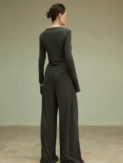 Pleated Draped Jersey Pants